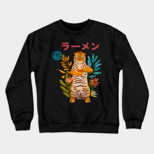 Tiger eating a ramen Crewneck Sweatshirt